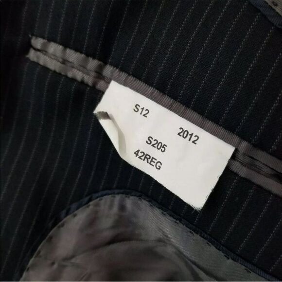 Brooks Brothers 42R Navy Stripe Suit Jacket 2 Button 1 Vent 100% Wool - Picture 6 of 7